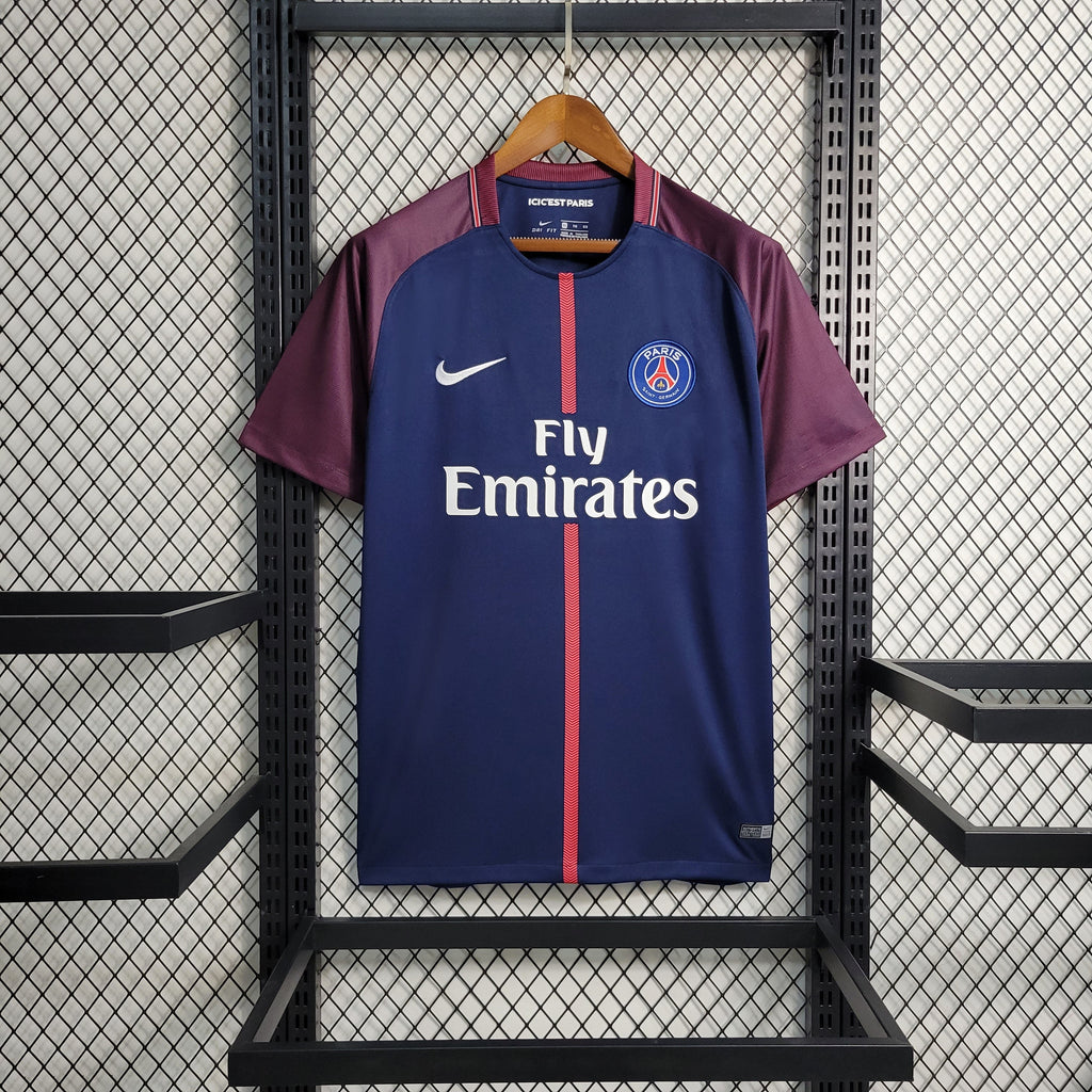 Camisa Pronta Entrega PSG Home 2017/18 - Nike Retrô Masculina - Azul/Bordo