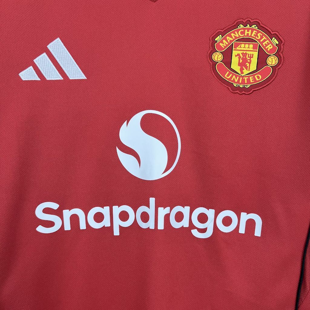 Camisa Pronta Entrega Manchester United Home 2025/26 - Adidas Torcedor Masculina - Vermelha/Preta