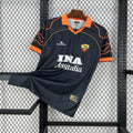 Camisa Pronta Entrega Roma Away 1999/00 - Diadora Retrô Masculina - Preta/Laranja