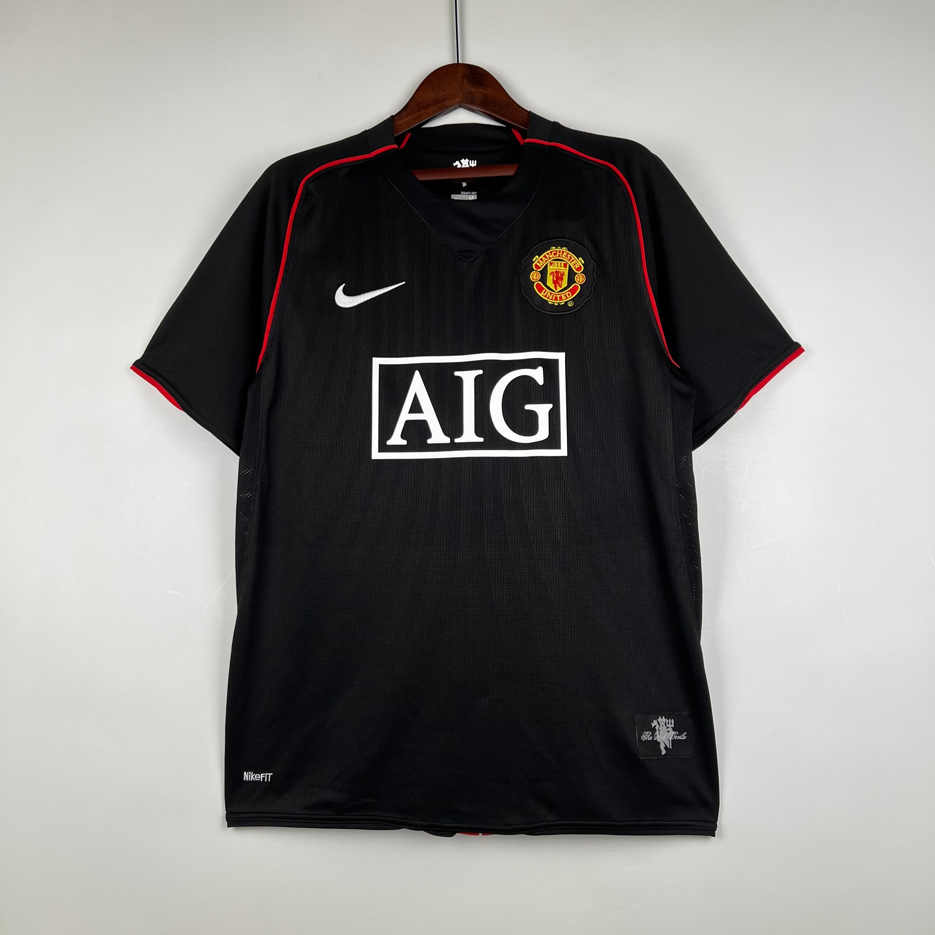 Camisa Pronta Entrega Manchester United Away 2007/08 - Nike Retrô Masculina - Preta/Branca