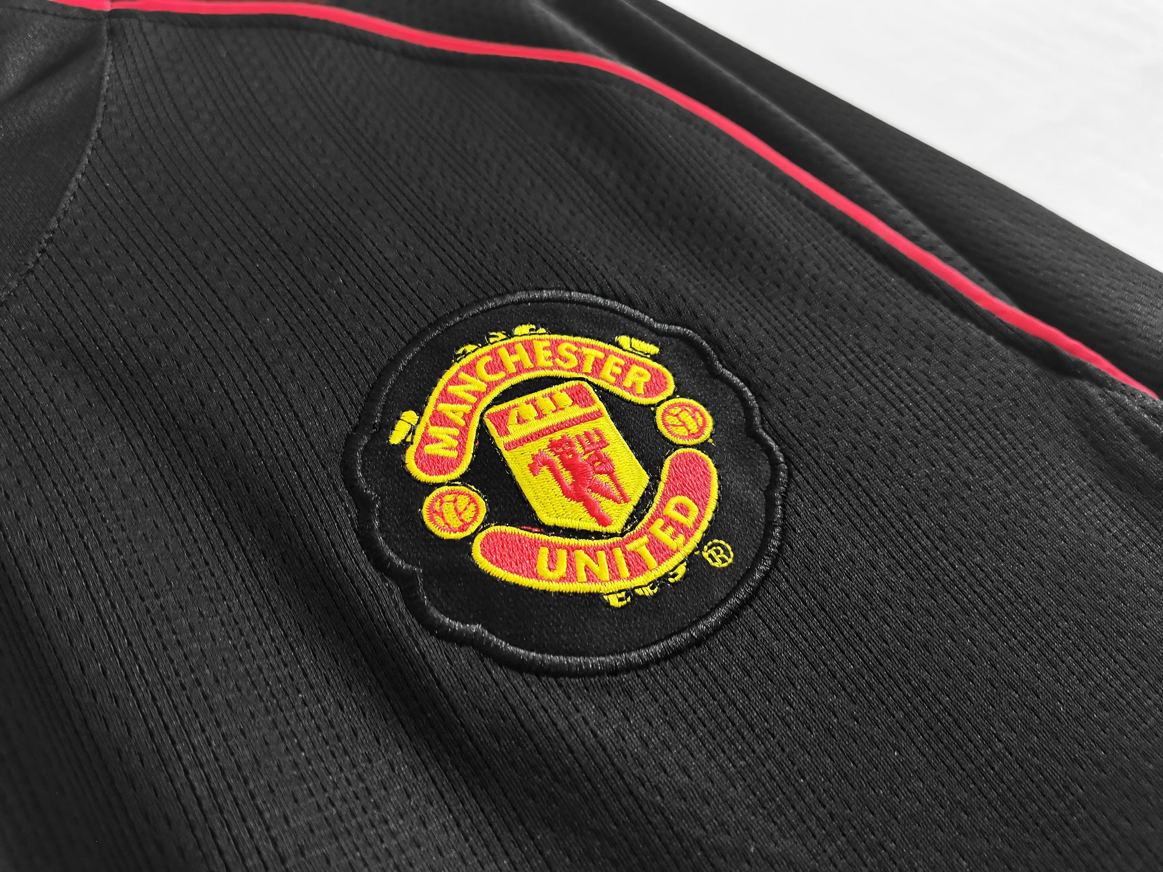 Camisa Pronta Entrega Manchester United Manga Longa Away 2007/08 - Nike Retrô Masculina - Preta/Branca