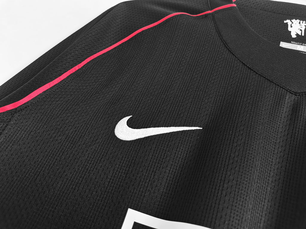 Camisa Pronta Entrega Manchester United Manga Longa Away 2007/08 - Nike Retrô Masculina - Preta/Branca