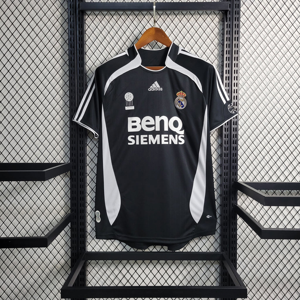 Camisa Pronta Entrega Real Madrid Away 2006/07 - Adidas Retrô Masculina - Preta/Branca