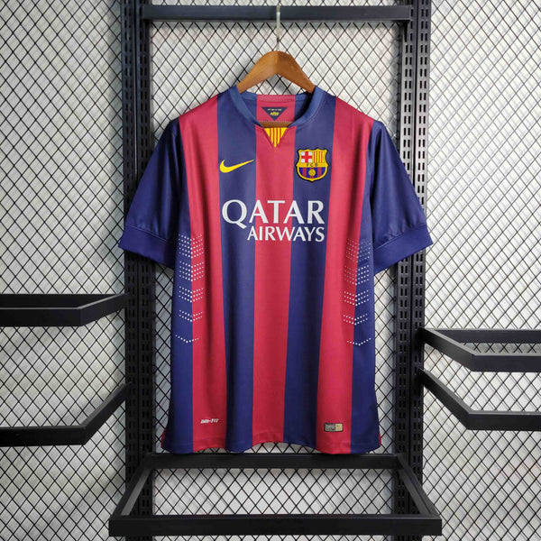camisa-pronta-entrega-barcelona-blaugrana-home-titular-1-2014-15-nike-retro-masculina-masculino-qatar-airways-la-liga-champions-vermelho-vermelha-azul-messi-neymar-suarez-xavi-iniesta-pique