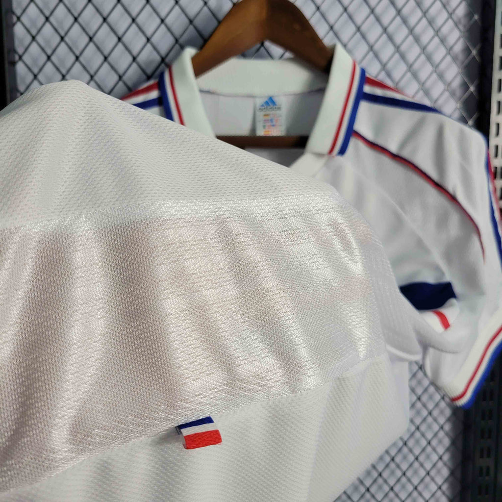 Camisa Pronta Entrega Seleção França Away 1998/99 - Adidas Retrô Masculina - Branca/Azul