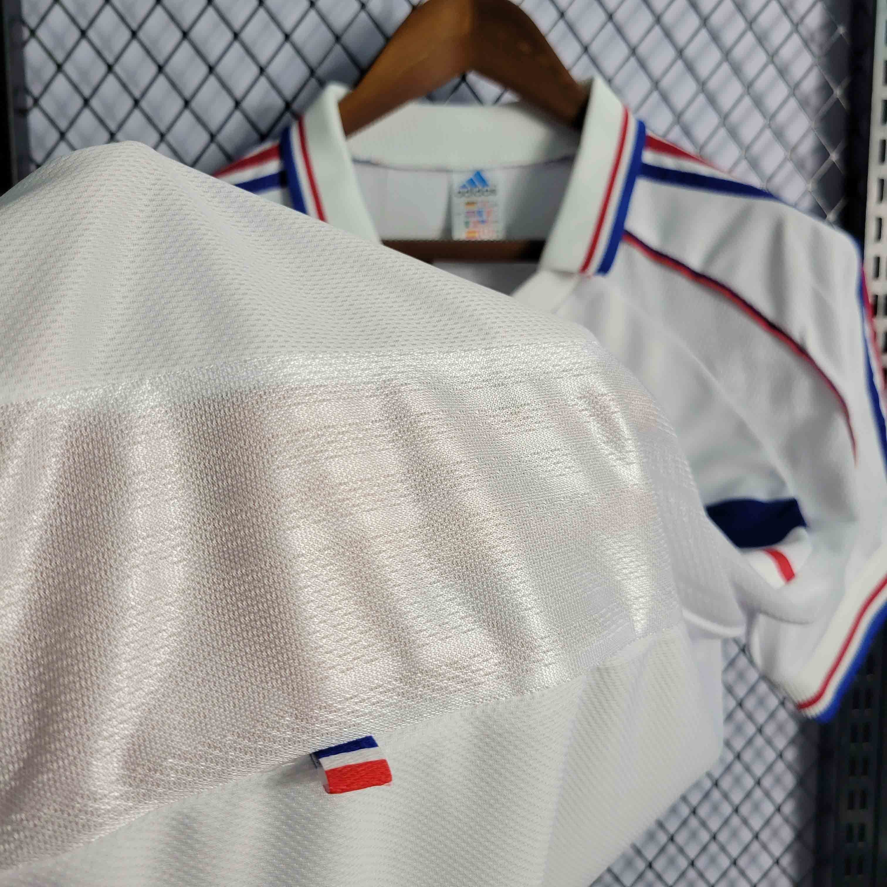 Camisa Pronta Entrega Seleção França Away 1998/99 - Adidas Retrô Masculina - Branca/Azul