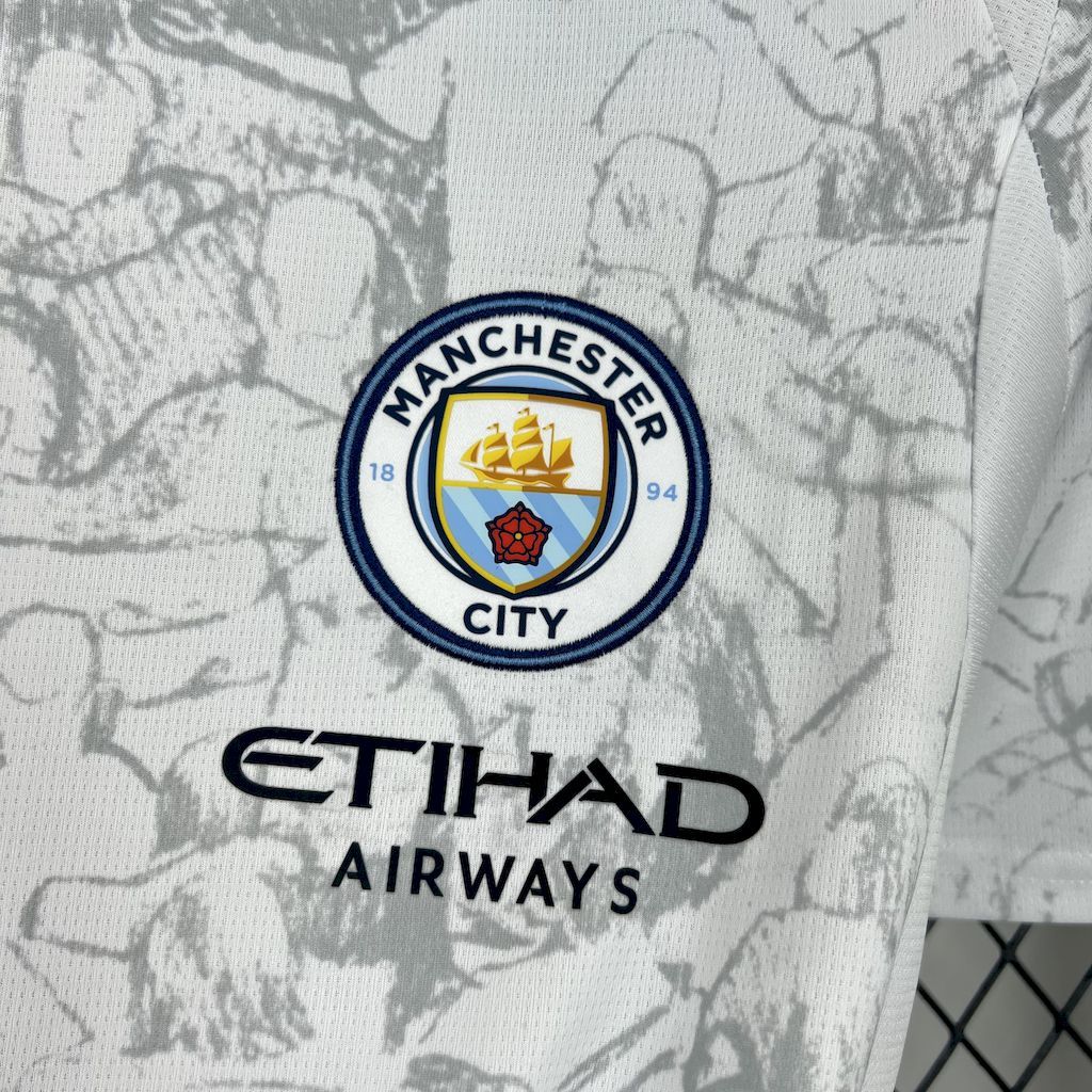 Camisa Pronta Entrega Manchester City Away 2025/26 - Puma Torcedor Masculina - Branca/Vermelha