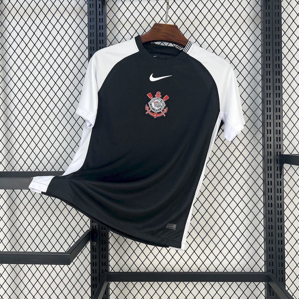 Camisa Pronta Entrega Corinthians Away 2025/26 - Nike Torcedor Masculina - Preta/Branca