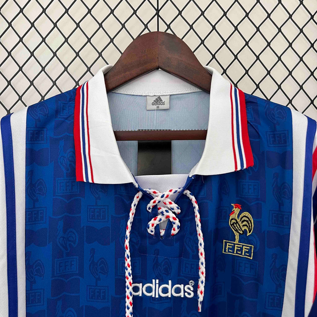 Camisa Pronta Entrega Seleção França Home 1996/97 - Adidas Retrô Masculina - Azul/Branca