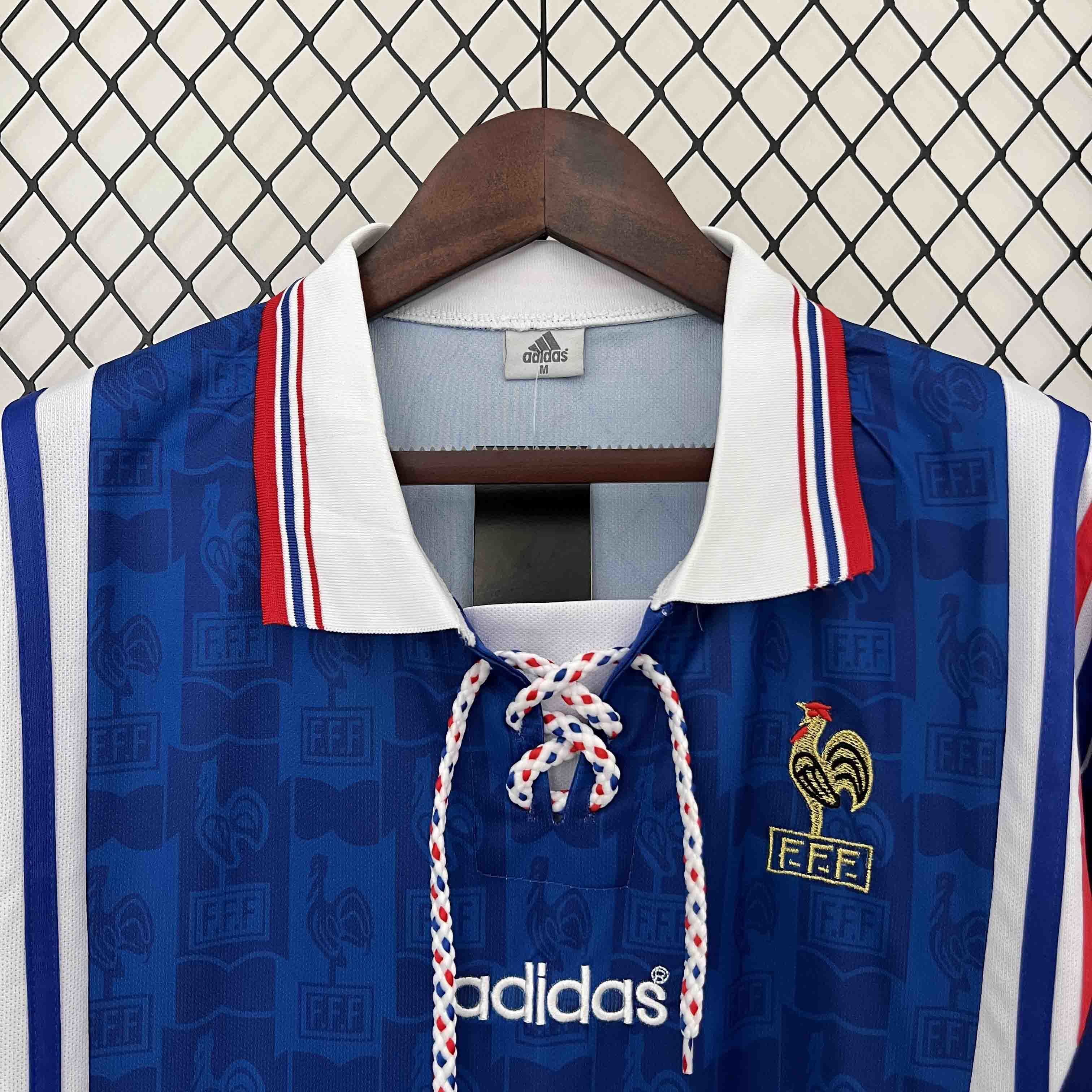 Camisa Pronta Entrega Seleção França Home 1996/97 - Adidas Retrô Masculina - Azul/Branca