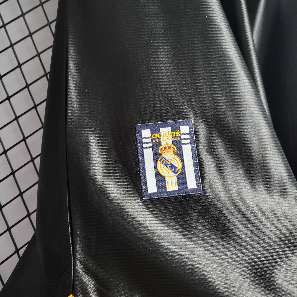 Camisa Pronta Entrega Real Madrid Away 1999/01 - Adidas Retrô Masculina - Preta/Laranja
