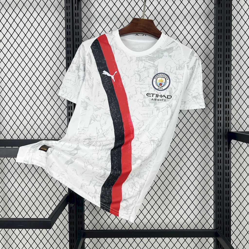 Camisa Pronta Entrega Manchester City Away 2025/26 - Puma Torcedor Masculina - Branca/Vermelha