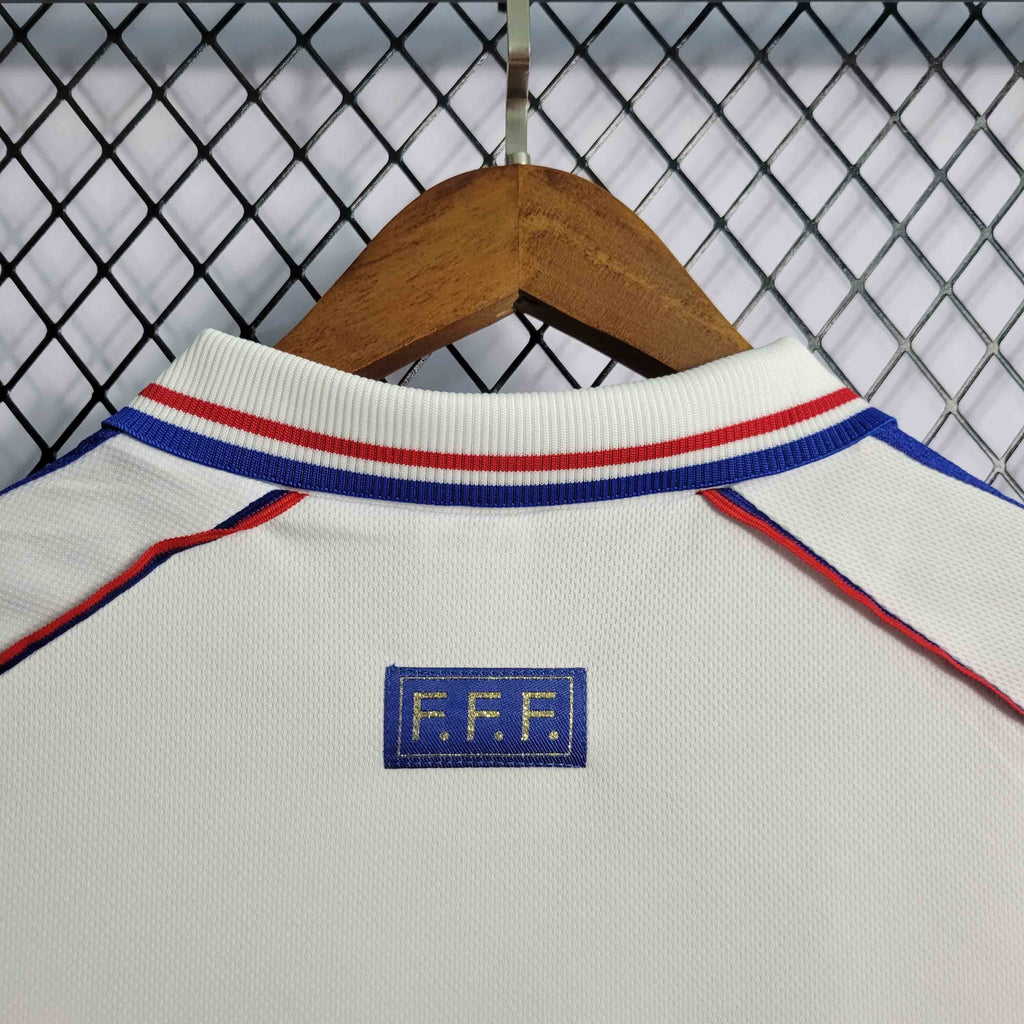 Camisa Pronta Entrega Seleção França Away 1998/99 - Adidas Retrô Masculina - Branca/Azul