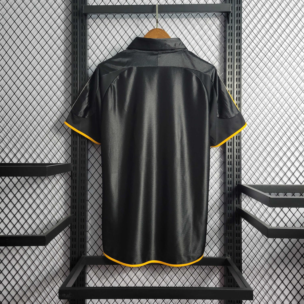 Camisa Pronta Entrega Real Madrid Away 1999/01 - Adidas Retrô Masculina - Preta/Laranja