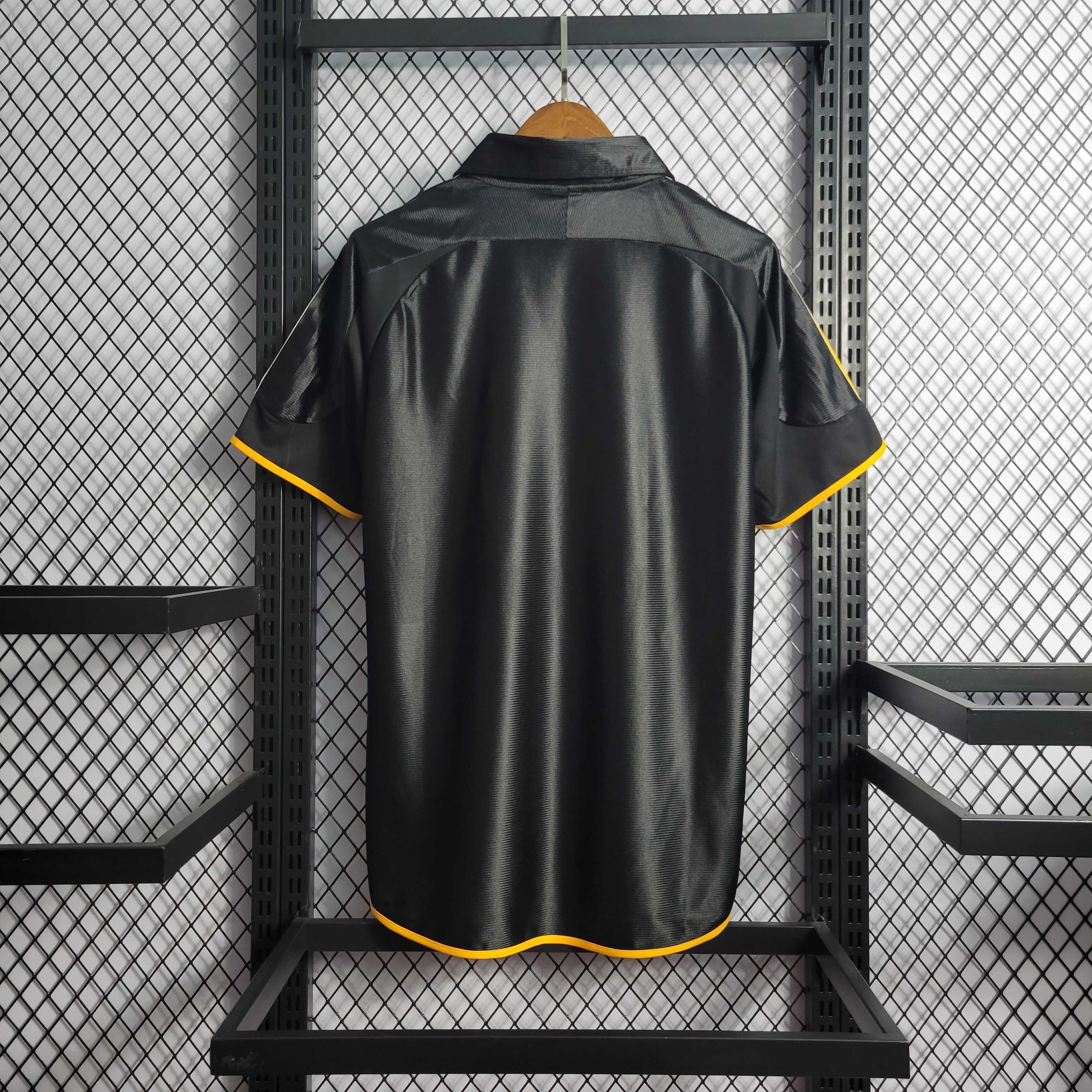 Camisa Pronta Entrega Real Madrid Away 1999/01 - Adidas Retrô Masculina - Preta/Laranja